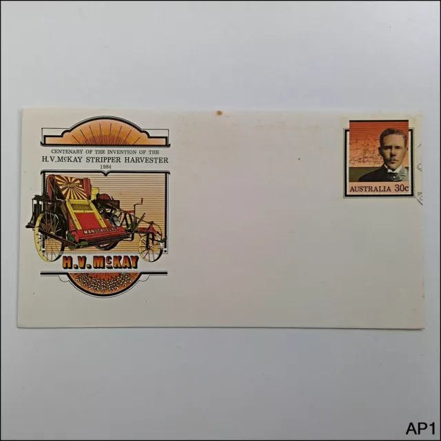 Centenary H.V. McKay Stripper Harvester 1984 Post Pre-Stamped Envelope (C) (AP1)
