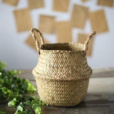 KINTRADE Corbeille de Rangement pour Panier à Linge Pliable avec Panier en rotin Pot de Fleur Suspendu 