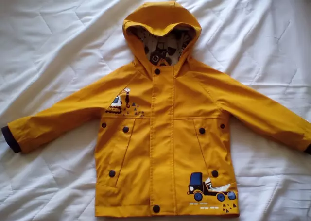 Baby Boys Construction Vehicle Hooded Raincoat by Next - Age 12 - 18 Months