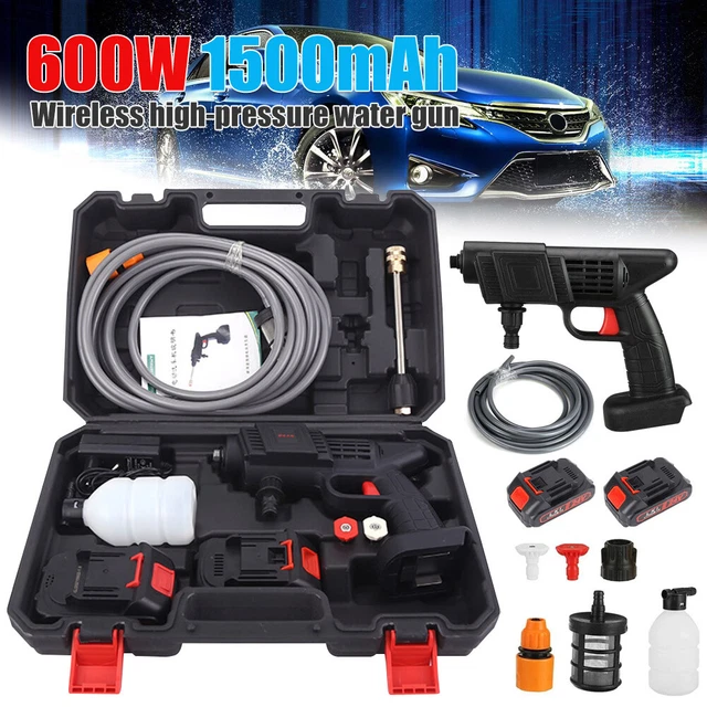 600W Cordless Pressure Washer Gun Portable Power Washer w/ Nozzle & 2PCS Battery