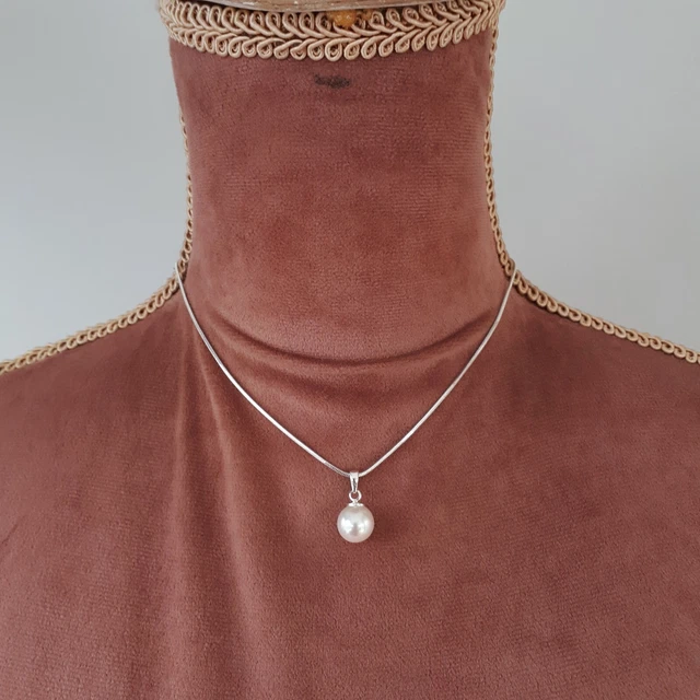 Collana Ciondolo FINTA PERLA Choker, Toni Argento, Catena Serpenti, Classica Elegante