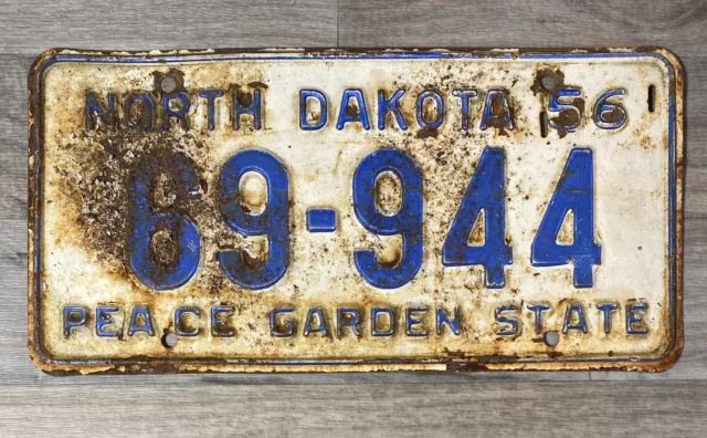 North Dakota License Plate 1956 #69-944 ND ‘56 Peace Garden State