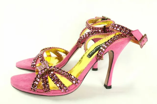 Francesco Sacco Femmes Daim Rose Cristal Chaussures Fabriqué En Italie Détail