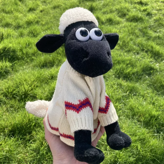 Shaun The Sheep Plush In Knit Jumper Soft Toy Wallace & Gromit Vintage 1989 VGC