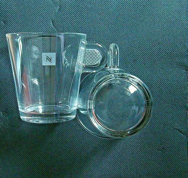 2 Tasses à Espresso Nespresso En Verre - Hauteur 6,5 Cm - Capacité 70 Ml - Neuf Sans Soucoupe
