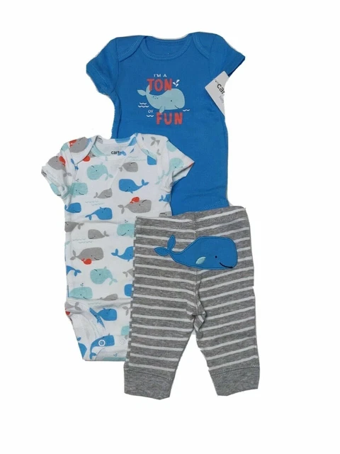 Carters Newborn 3 Piece Set for Boys Whale Theme Ocean