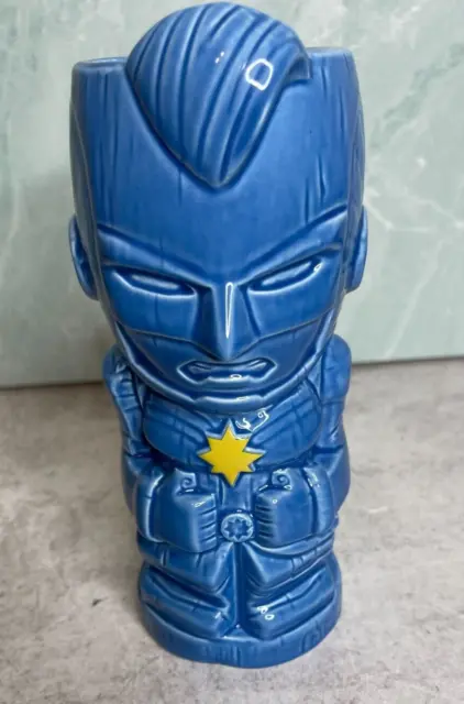 Geeki Tikis 2019 Captain Marvel Ceramic Mug Cup Blue Beeline Creative 18 oz 7"