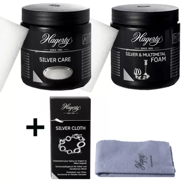 HAGERTY Silberputzmittel Silver Foam + Care + Silver Cloth *günstiger Paketpreis