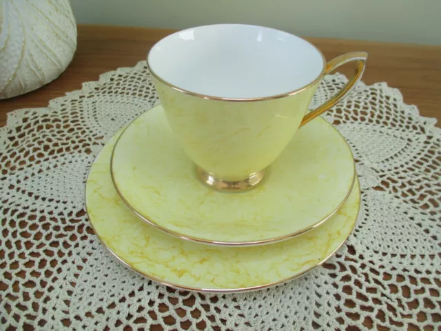 Royal Albert Gossamer  China Tea Cup, Saucer And Plate Trio Sunshine Yellow