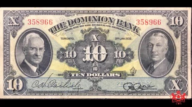 1938 The Dominion Bank 10$ 358966 - VF/EF -