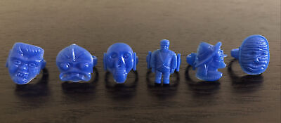 1960's Vintage Monster Toy Rings, Blue, Lot Vending Gumball Prize Plastic Mummy