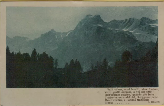 145780m vecchia cartolina di montagna forse valtellina e frase di g. barbieri