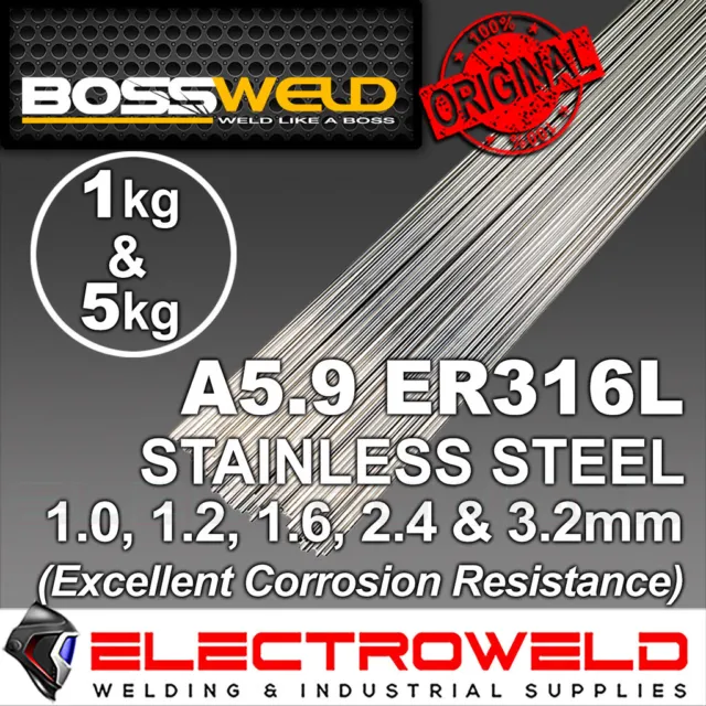 1kg 5kg BOSSWELD 316L Stainless Steel Tig Filler Rods Welding 2.4mm / 3.2mm
