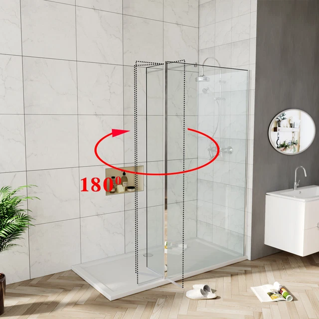 WALK IN SHOWER Screen Enclosure With 300mm Flipper Panel Wet Room Glass