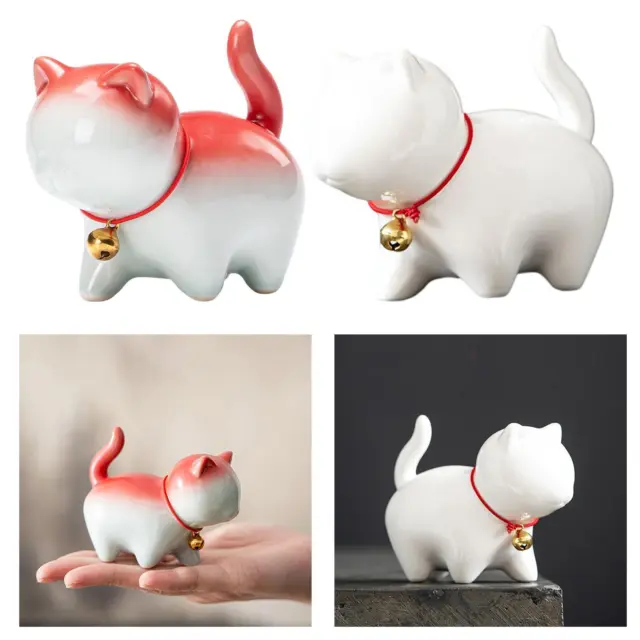Belles figurines de chaton en céramique Sculpture miniature de décoration de