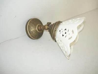 Applique in ottone brunito da parete bagno ufficio casa con ceramica traforata