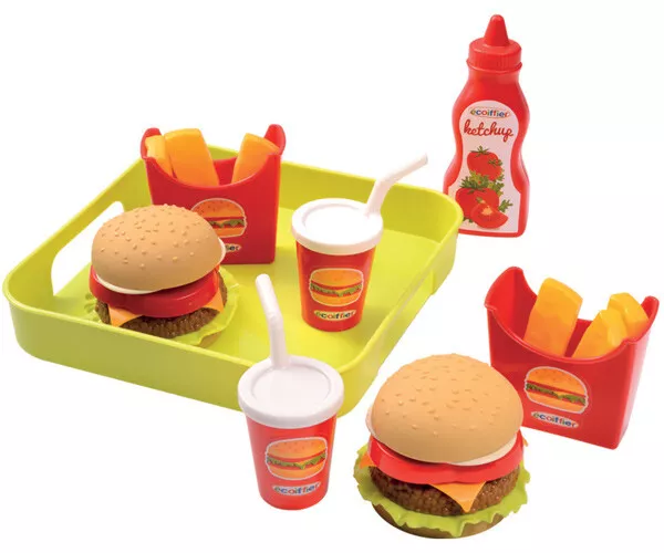 Hamburger Set mit Tablett Spiellebensmittel Lebensmittel Kinderküche Spielzeug