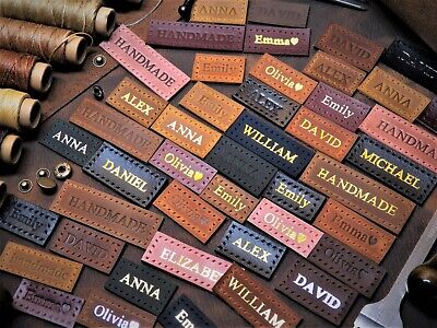 Leather Name Tag Personalized Real Leather Crochet Knitting Sewing Labels Custom