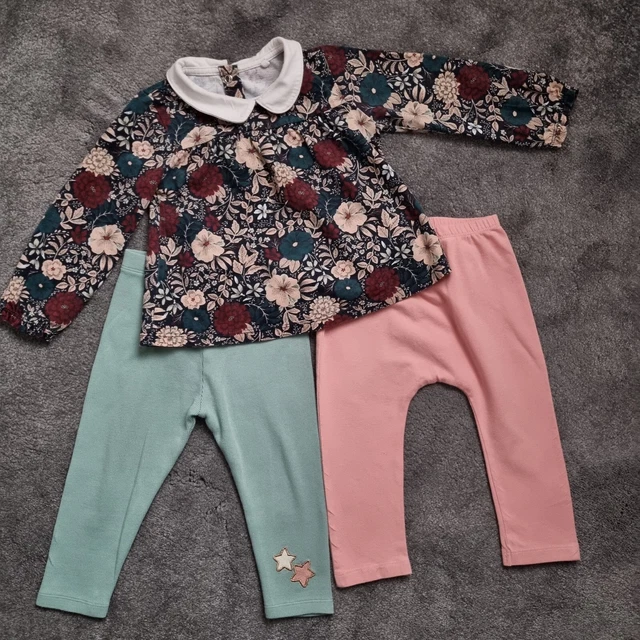 Leggings pacchetto bambina 9-12 mesi di Next e M&S e splendido top di TU