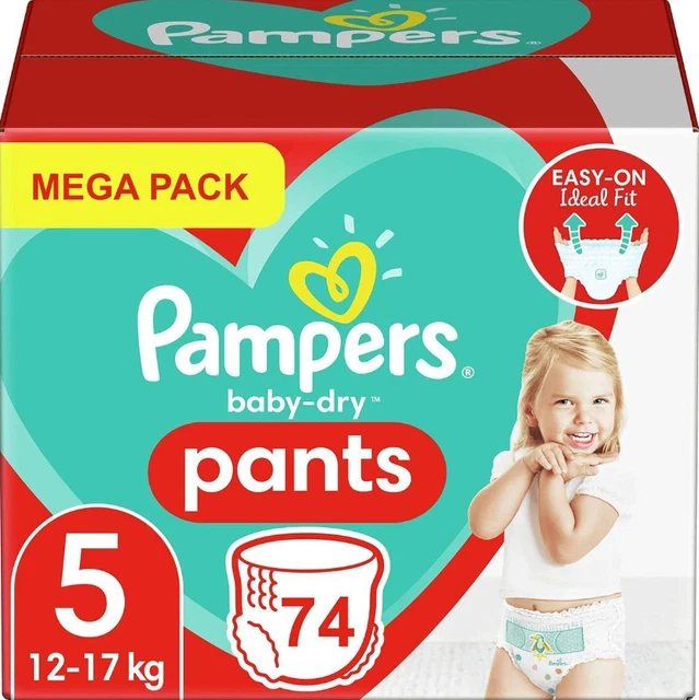 Pack 74 Couches Pour Bébé Pampers Pants Baby Dry Protection Taille 5 (12-17 KG)