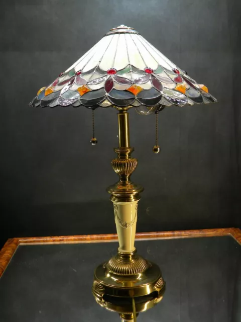 Tiffany Style Victorian Vintage Table Lamp 24" Tall ~ 16 1/2" Shade