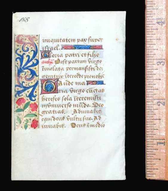 c. 1500 MEDIEVAL BOOK OF HOURS LEAF, FRANCE, ILLUMINATED MANUSCRIPT on VELLUM c. 1500 MEDIEVAL BOOK OF HOURS LEAF, FRANCE, ILLUMINATED MANUSCRIPT on VELLUM