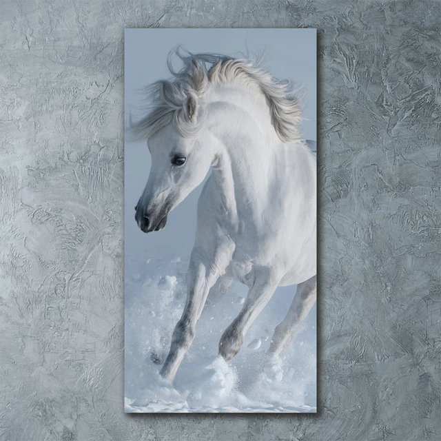 Tableau Moderne Sur Verre Trempé 100x70 Cm - Chevaux Au Galop - Décoration Murale Animale élégante