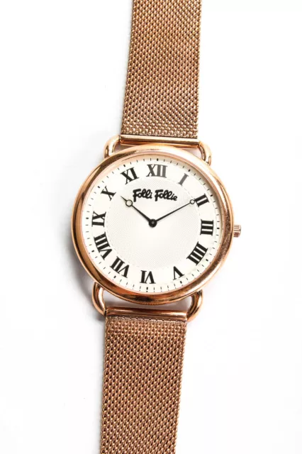 Folli Follie Unisex Rose Gold Tone Mesh Band 40mm Round Face Watch