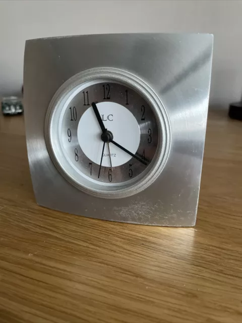 LC Square Metal Brushed Steel Alarm Clock Quartz Fully Working