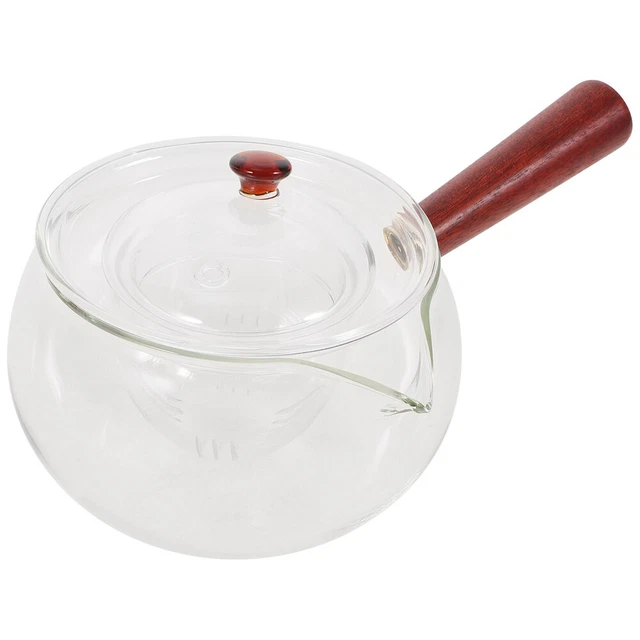 Tetera de té de vidrio para fabricante de té doméstica tetera suelta con mango lateral para salón de té