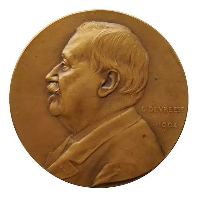 1904 BELGIUM MEDAL TO HONOR EDOUARD VAN DEN BROECK  BY G. DEVREESE 60mm