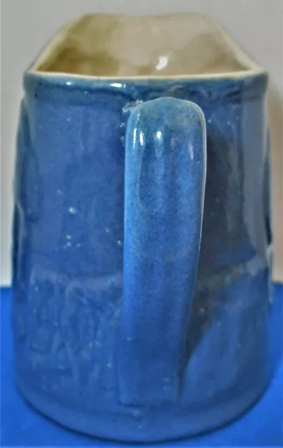 Vintage Blue Unmarked Uhl Pottery Lincoln Bust  Half Pint Pitcher 2