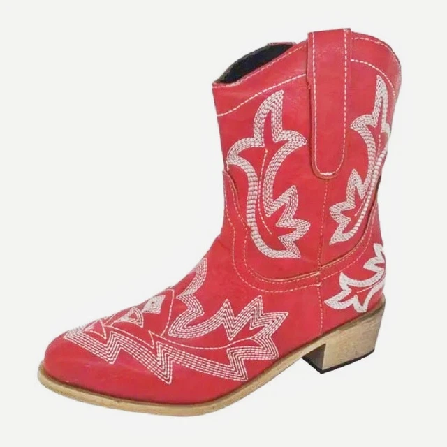 Womens Summer Ethnic Style Ankle Boots  Pointed Tow Cowgirl Green Single Boot Sz