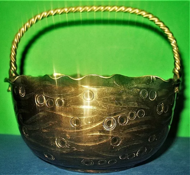 Antique Quadruple Plate Basket w/Twisted Brass Handle Simpson Hall Miller & Co.