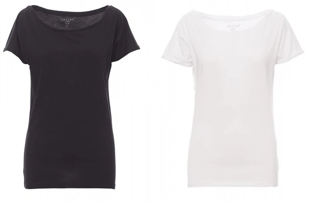 PAYPER T-Shirt BEVERLY Donna Scollo a Barchetta Manica Corta in Cotone Sfiancata