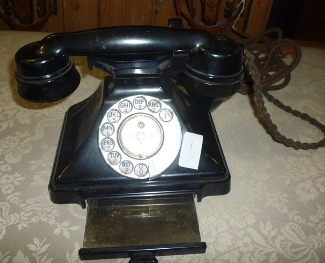 Antique Bakelite Pyramid Telephone With Drawer Ideal For Spares (1)