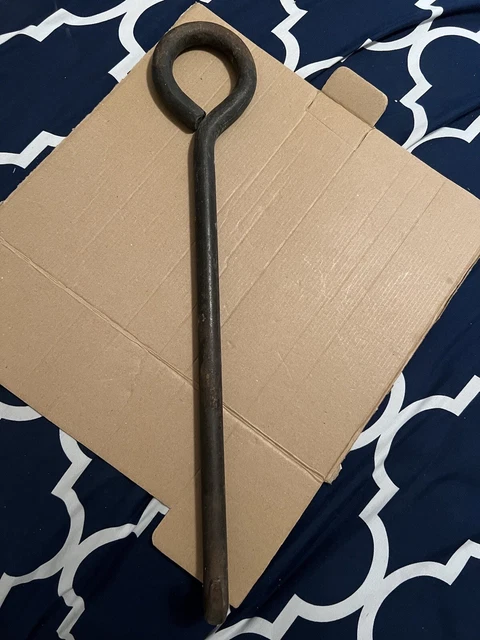 Antique Primitive Hand Forged Iron Farm Tool Hook App 18” Long Hay Pick Heavy