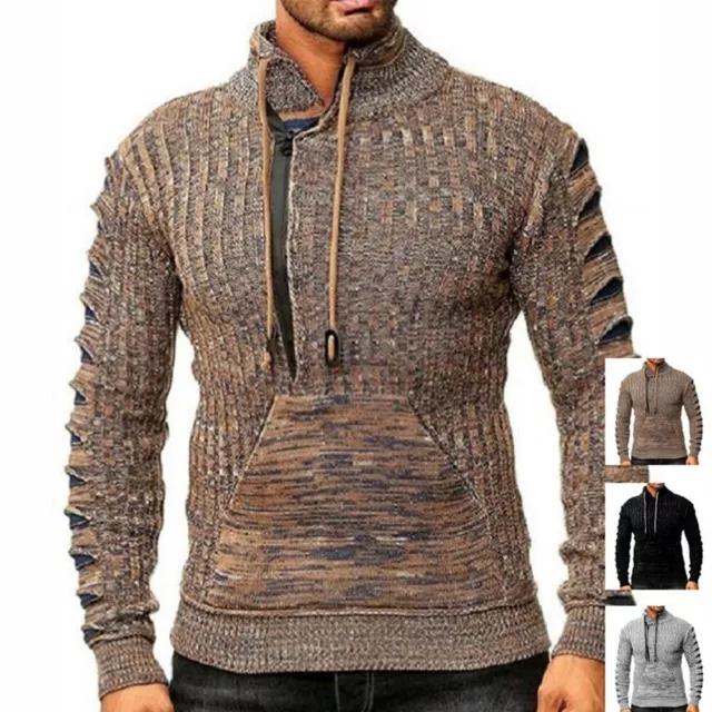 Pull à manches longues élégant pour hommes pull en tricot marron