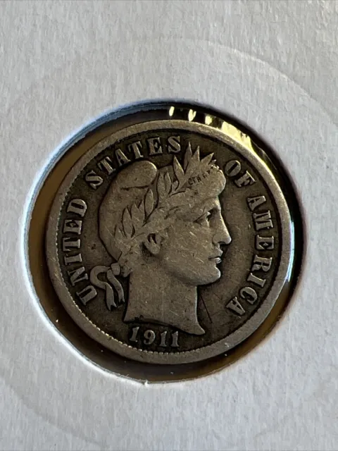 1911 USA One Dime Barber Silver Coin - USA
