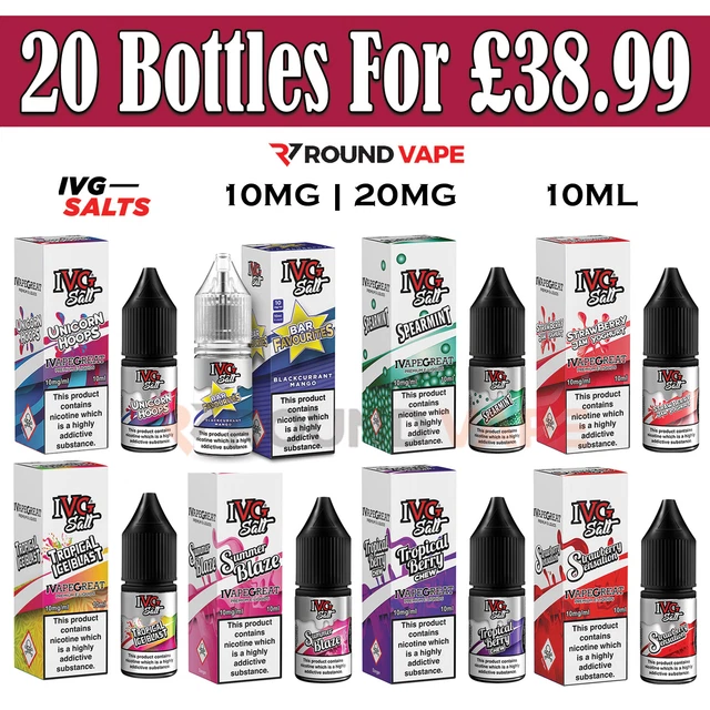 IVG Nic Salts E Liquid IVG Salt 20 x 10ml Vape Juice 10mg,20mg | 50/50 VG PG