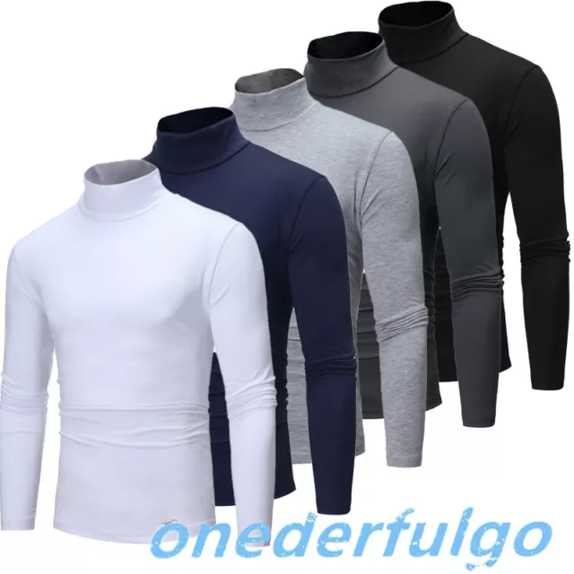 Men's Turtleneck Pullover Long Sleeve Jumper Top Warm Casual Slim Fit T-Shirts