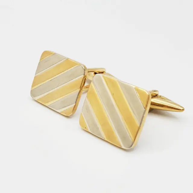 Dunhill 18k Yellow & White Gold Stripe Cufflinks