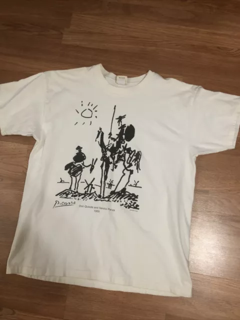 Rare VTG 90s Pablo Picasso Don Quixote And Sancho Panza Art T-Shirt Mens L Rare VTG 90s Pablo Picasso Don Quixote And Sancho Panza Art T-Shirt Mens L
