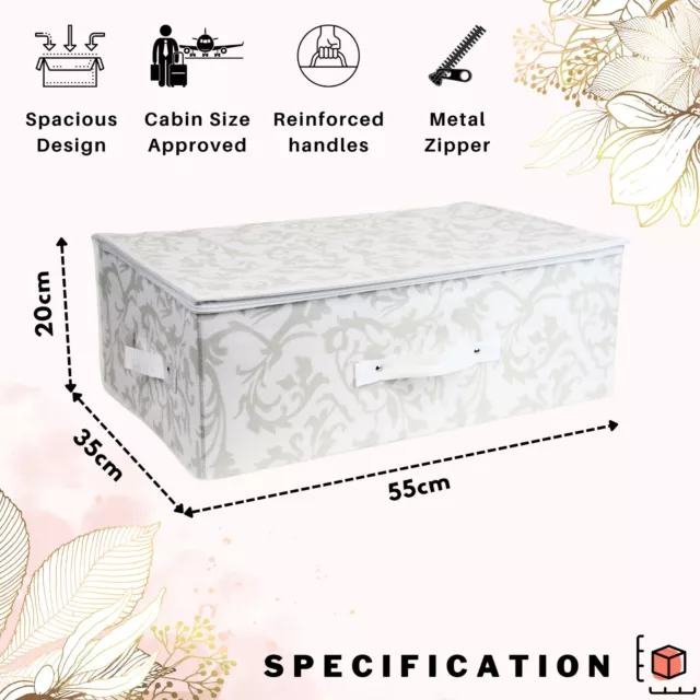 Hoesh International White Floral Design Wedding Bridal Dress Travel Storage Box 3