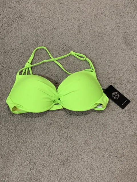 Relleciga Push Up Bikini Swimsuit Top Women’s Size Small Neon Green Fun Sexy NWT