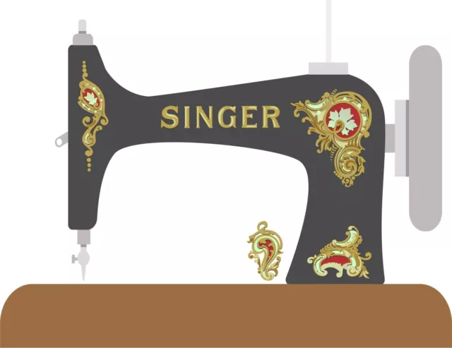 Singer 28K or 128 'La Vencedora' Sewing Machine Waterslide Decals