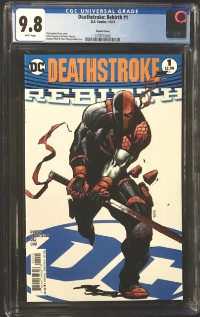 Deathstroke: Rebirth #1 CGC 9.8 Stephen Platt & Peter Steigerwald Variant Cover!