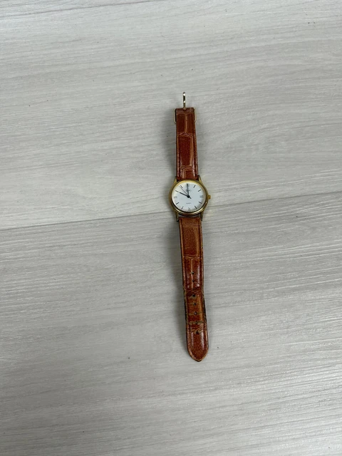 Montre Homme CYPREA Classique - Cadran Blanc Chiffres Romains, Bracelet Cuir Marron, Boîtier Or
