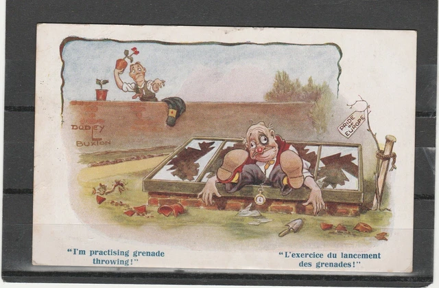 CPA Humoristique Le lancement de grenade Cachet 1916