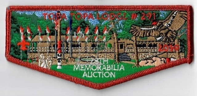 Boy Scout OA Lodge 291 Topa Topa 2019 Memorabilia Auction Red Mylar Border Flap